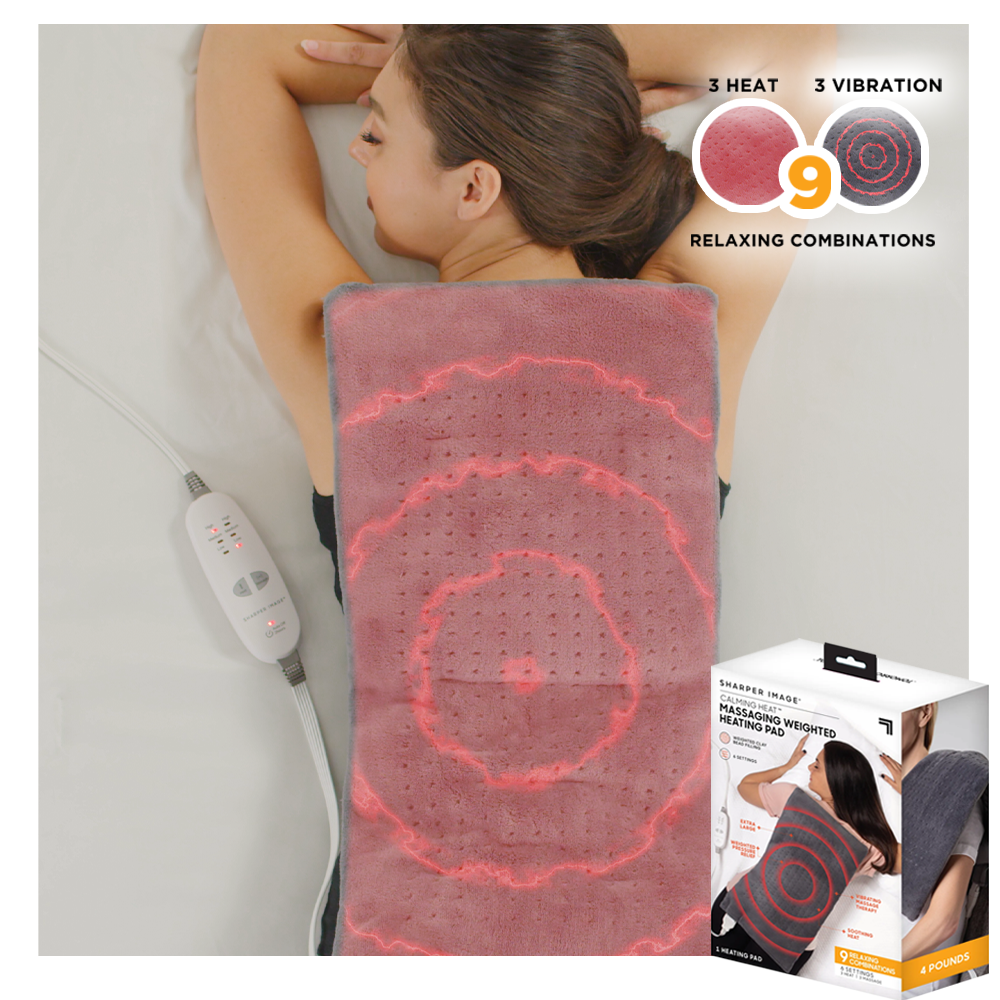 Sharper Image Calming Heat Massaging Weighted Heating Pad